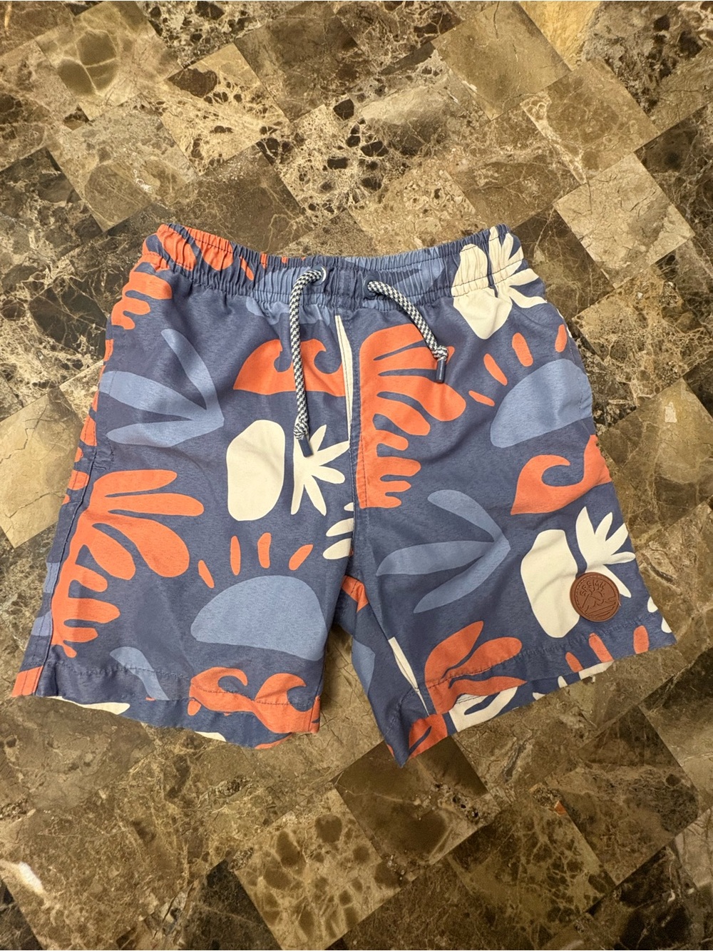 Souris mini Kids Blue Coral-Print Swim Rashguard Shorts 5 years